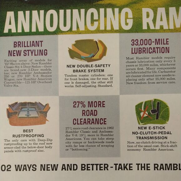 1961 Announcing Rambler for 1962 cars - 2pg Vtg PRINT AD - Picture 12 of 13